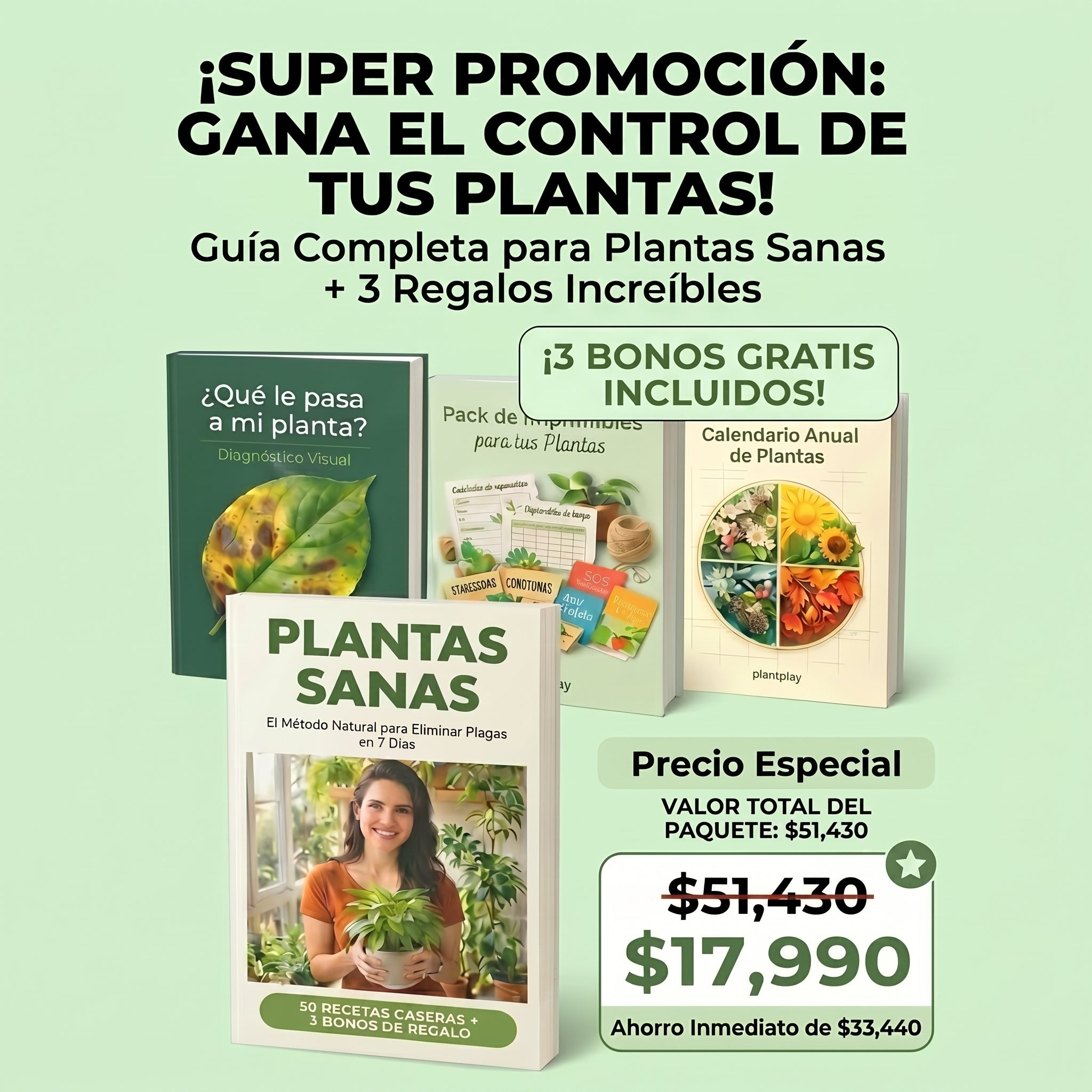 Plantas Sanas Pack Completo — Ebook + 3 Bonos de Regalo